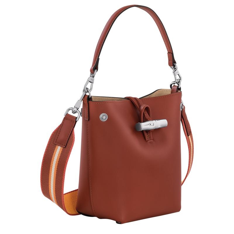 Mahogany Brown Longchamp Roseau XS Women's Bucket Bag | 70932-MCLR