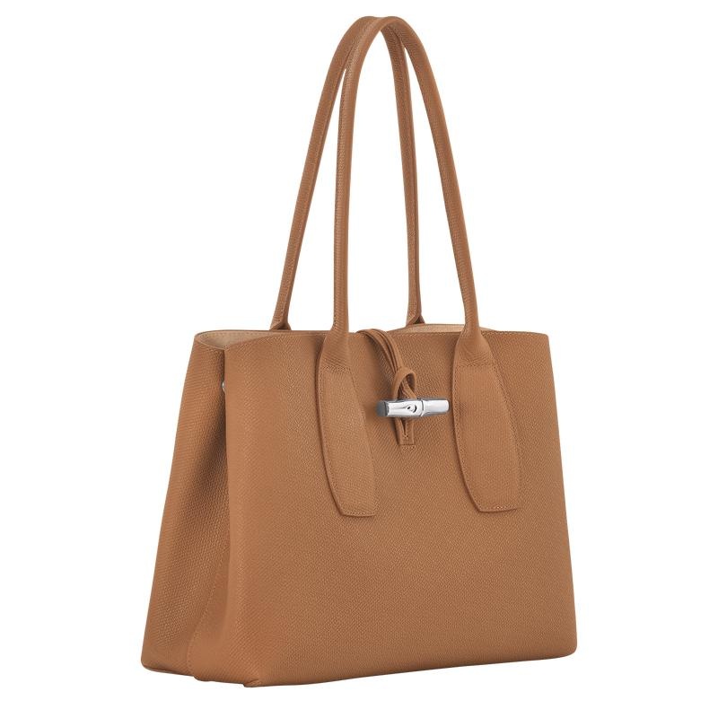 Natural Brown Longchamp Roseau L Women's Tote Bag | 20938-HMJF