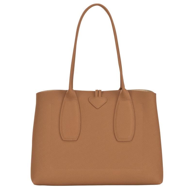 Natural Brown Longchamp Roseau L Women's Tote Bag | 20938-HMJF