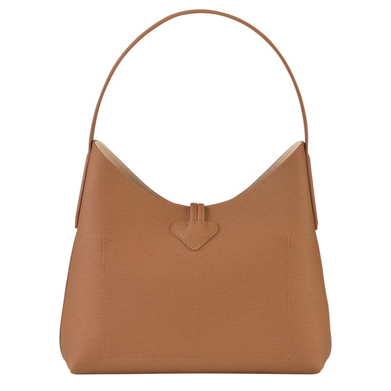 Natural Brown Longchamp Roseau M Women's Hobo Bags | 81459-TBEP