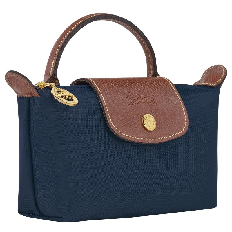 Navy Longchamp Le Pliage Original with handle Men's Pouches | 96012-CWXL