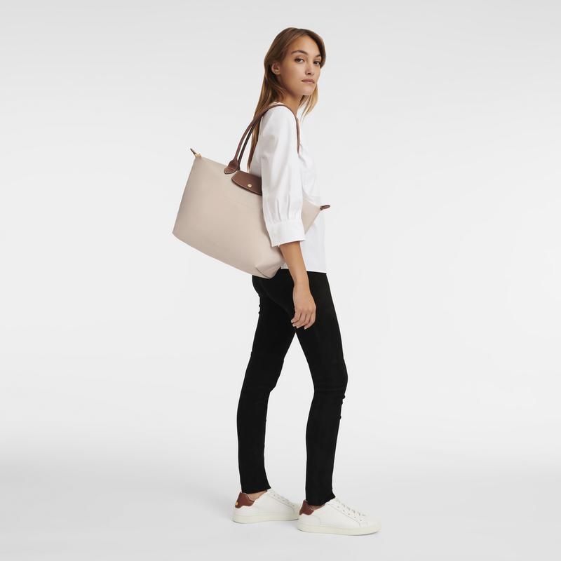 Paper White Longchamp Le Pliage Original L Women's Tote Bag | 65802-OWZQ