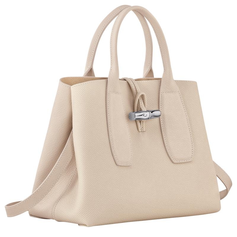 Paper White Longchamp Roseau M Women's Handbags | 58709-BUXF