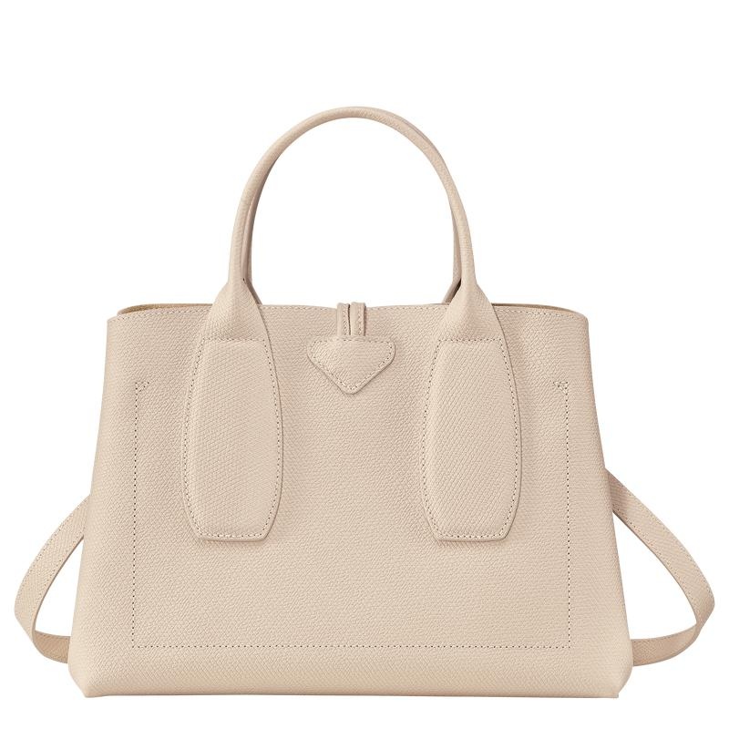 Paper White Longchamp Roseau M Women's Handbags | 58709-BUXF