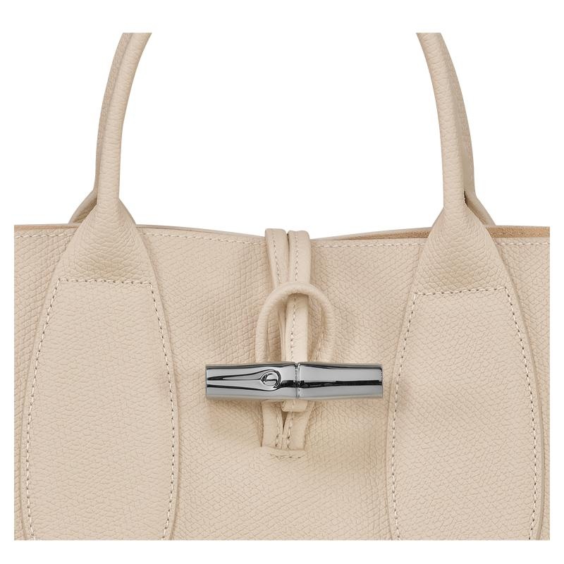 Paper White Longchamp Roseau M Women's Handbags | 58709-BUXF