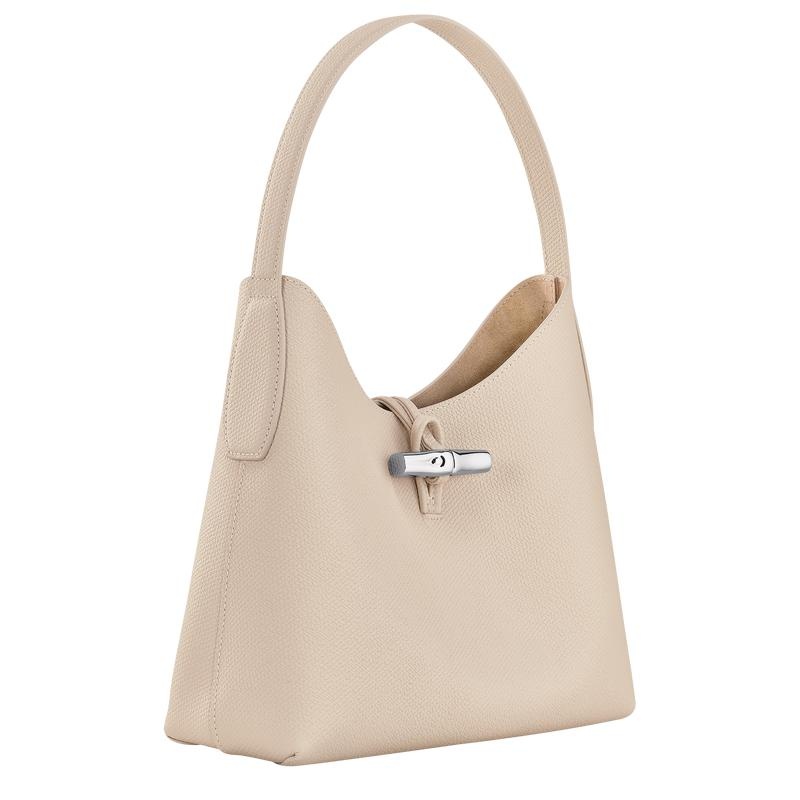 Paper White Longchamp Roseau M Women's Hobo Bags | 51943-SYNG