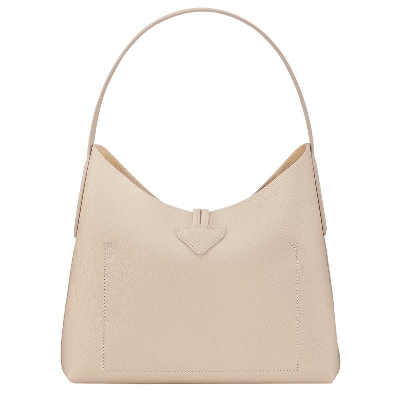 Paper White Longchamp Roseau M Women's Hobo Bags | 51943-SYNG