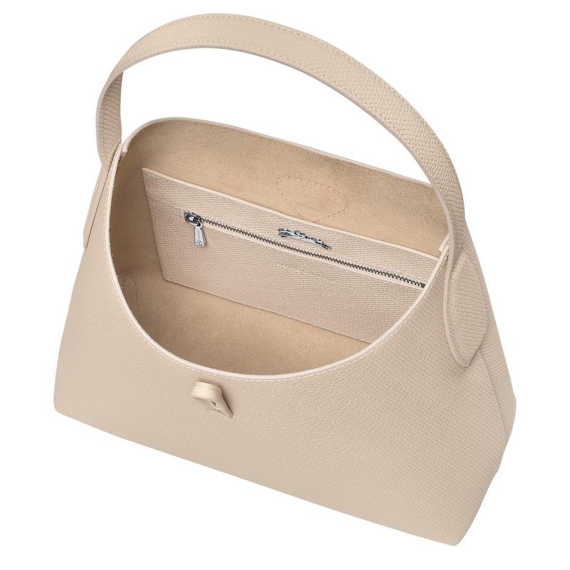 Paper White Longchamp Roseau M Women's Hobo Bags | 51943-SYNG