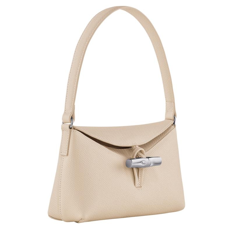 Paper White Longchamp Roseau S Women's Hobo Bags | 92430-WTZG