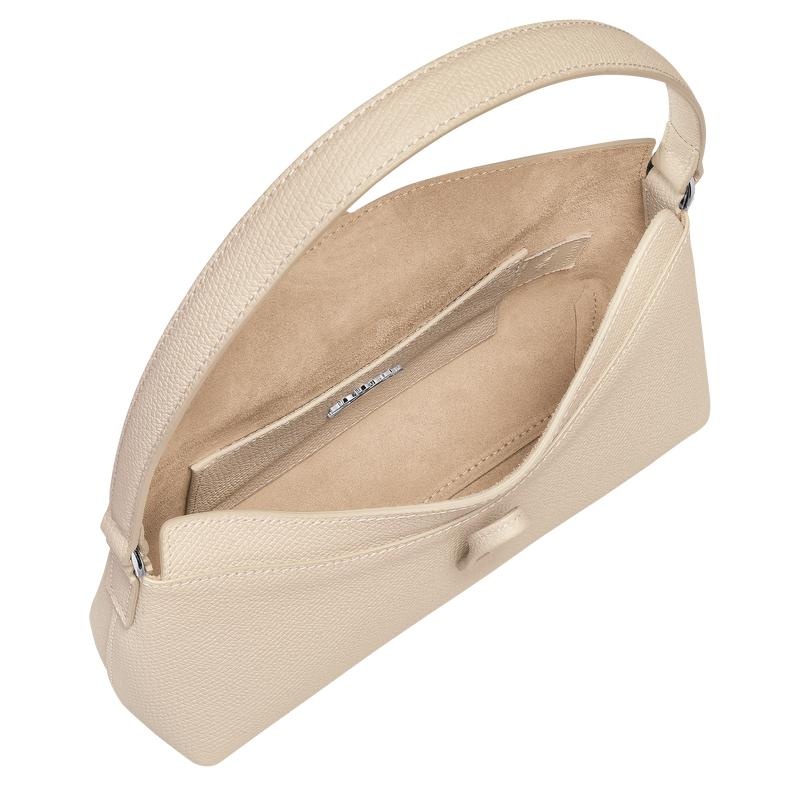 Paper White Longchamp Roseau S Women's Hobo Bags | 92430-WTZG