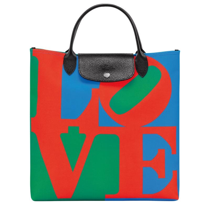 Red/Navy Longchamp x Robert Indiana L Men\'s Handbags | 78125-FPZJ