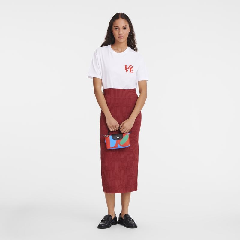 Red/Navy Longchamp x Robert Indiana Women's Pouches | 43850-KULZ