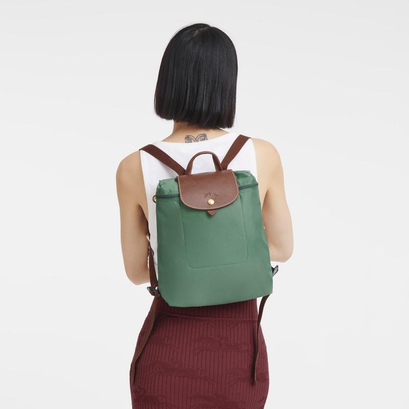 Sage Green Longchamp Le Pliage Original M Women's Backpacks | 57142-OQKY