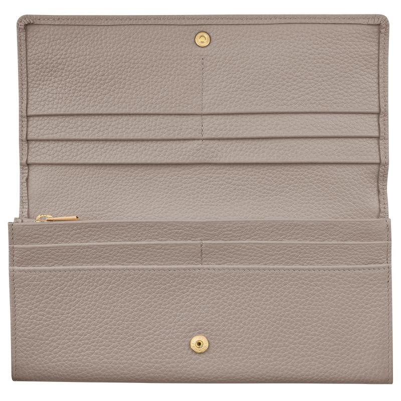 Turtledove Grey Longchamp Le Foulonné Continental Women's Wallets | 15208-HZYE