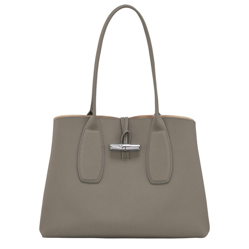 Turtledove Grey Longchamp Roseau L Women\'s Tote Bag | 38520-TSEL