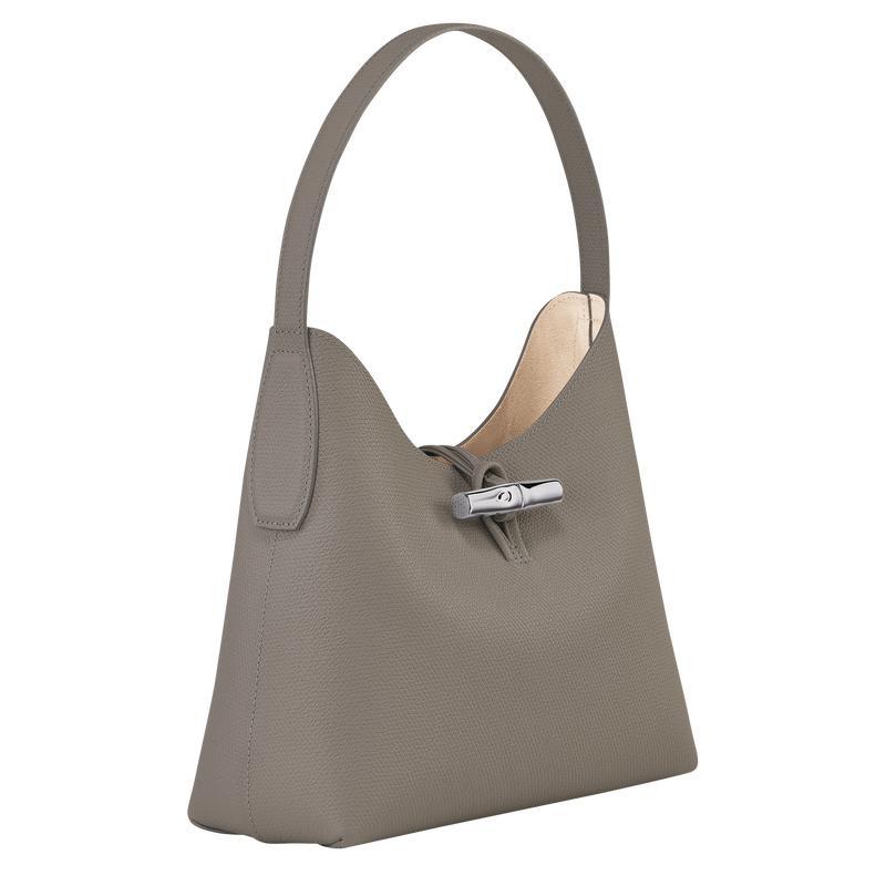 Turtledove Grey Longchamp Roseau M Women's Hobo Bags | 08947-BFDM