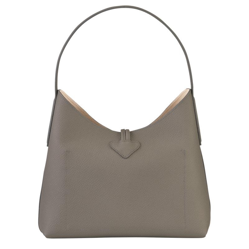 Turtledove Grey Longchamp Roseau M Women's Hobo Bags | 08947-BFDM