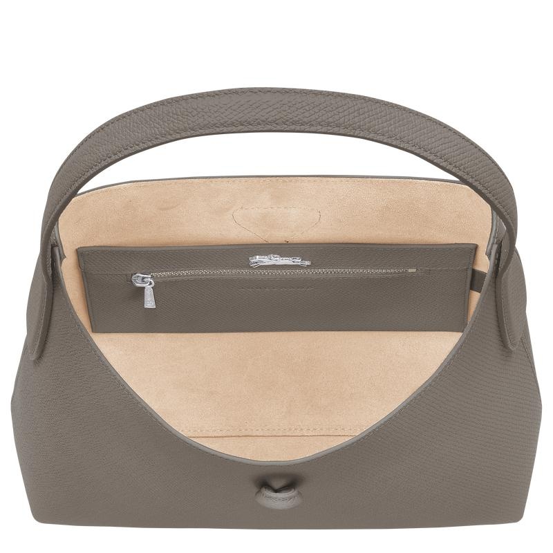 Turtledove Grey Longchamp Roseau M Women's Hobo Bags | 08947-BFDM