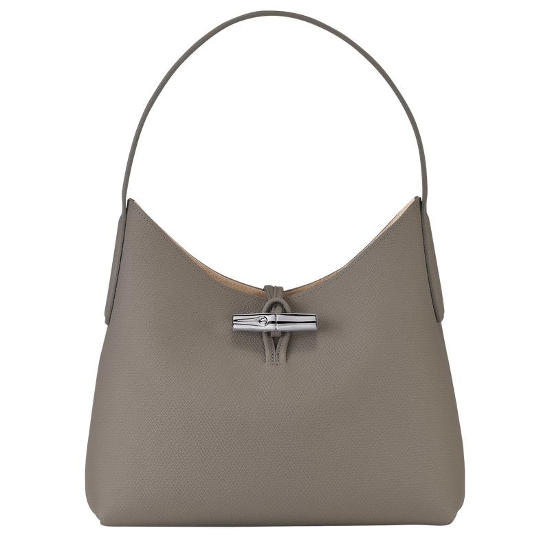 Turtledove Grey Longchamp Roseau M Women\'s Hobo Bags | 08947-BFDM