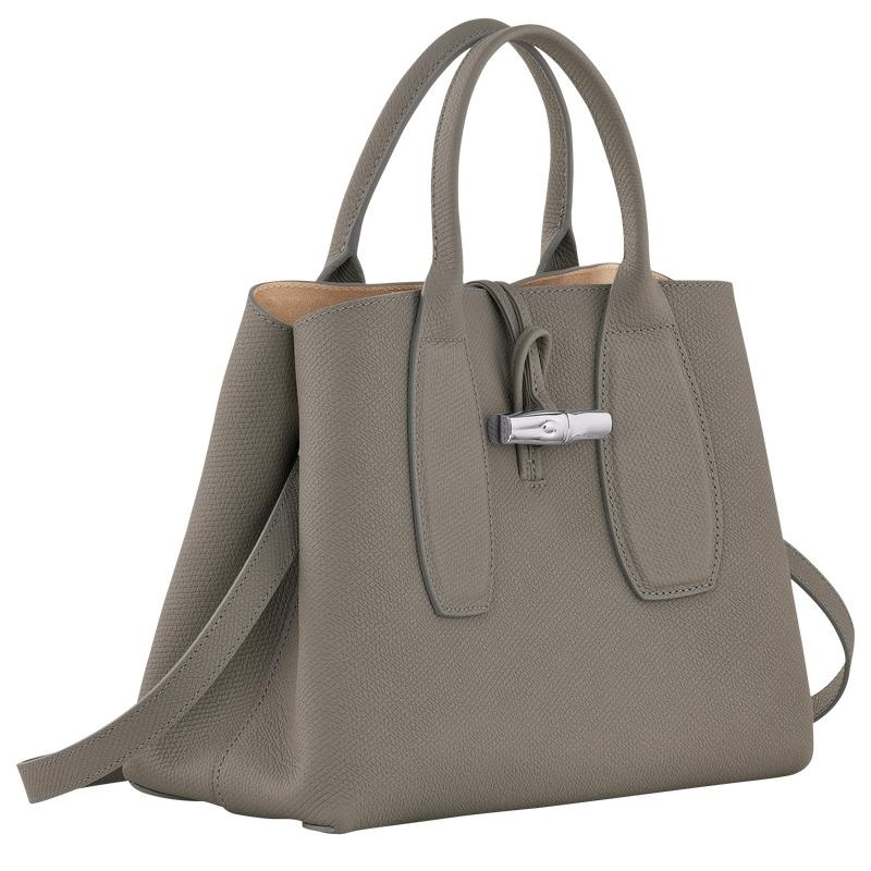 Turtledove Grey Longchamp Roseau M Women's Handbags | 30291-DRMC