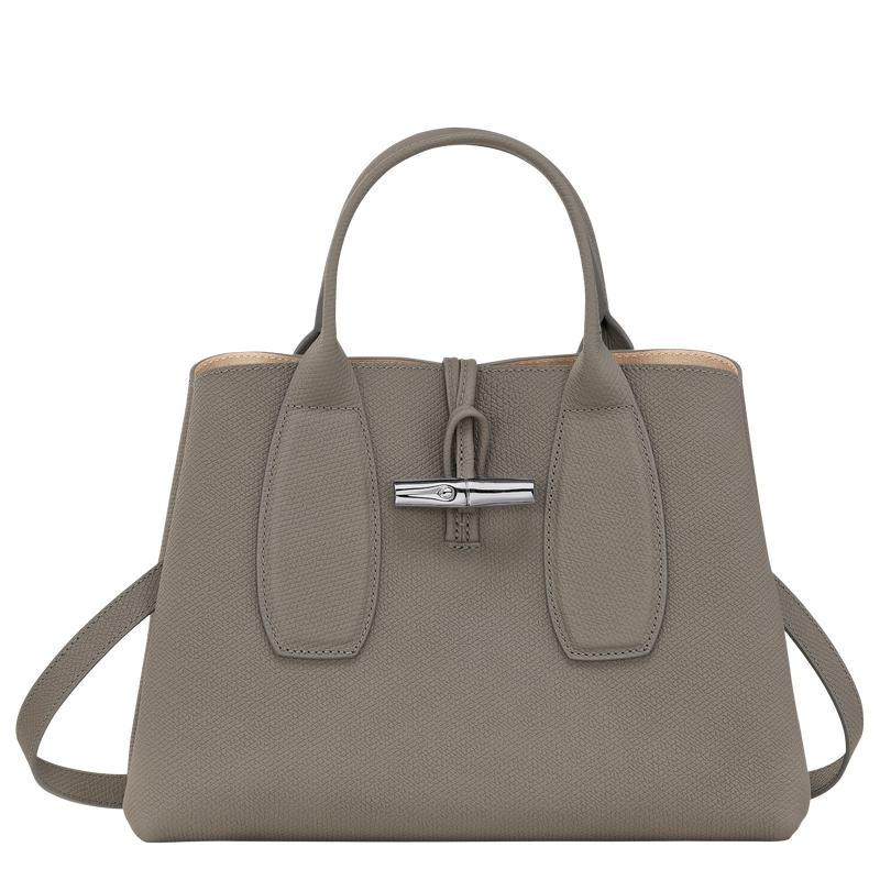 Turtledove Grey Longchamp Roseau M Women\'s Handbags | 30291-DRMC