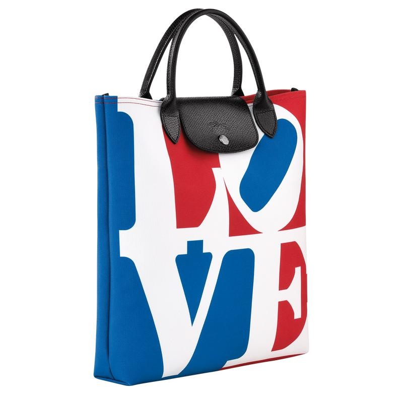 White Longchamp x Robert Indiana L Women's Handbags | 78419-BHNY