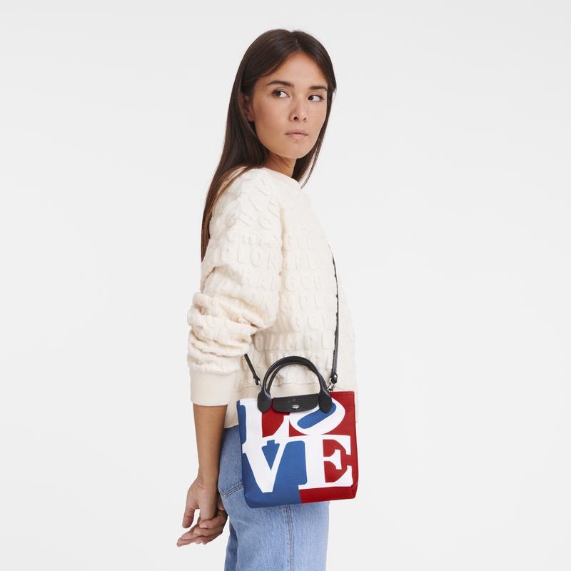 White Longchamp x Robert Indiana XS Men's Crossbody Bags | 02614-DLZA